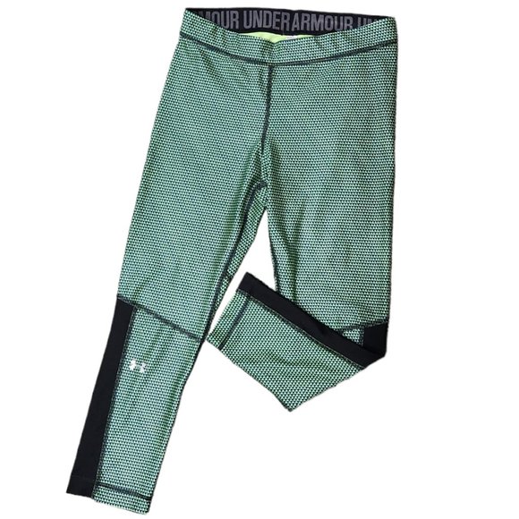 ❤️2/$18 Under Armour Womens Green Black Elastic Waist Compression Legging S - Picture 1 of 6